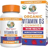 MARYRUTH'S USDA Organic Vitamin D3 Gummies for Ages 4+, Strawberry, 60 ct | Vitamin D 1000 IU, Bone Health, Calcium Absorption, Muscle Function, Immune Support Supplement, Vegan, CLP Certified