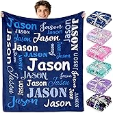 Gudina Personalized Baby Blankets and Throws, Custom Blanket with Name, Personalized Valentines Blanket Gifts for Kids Her Teen Girls Boys