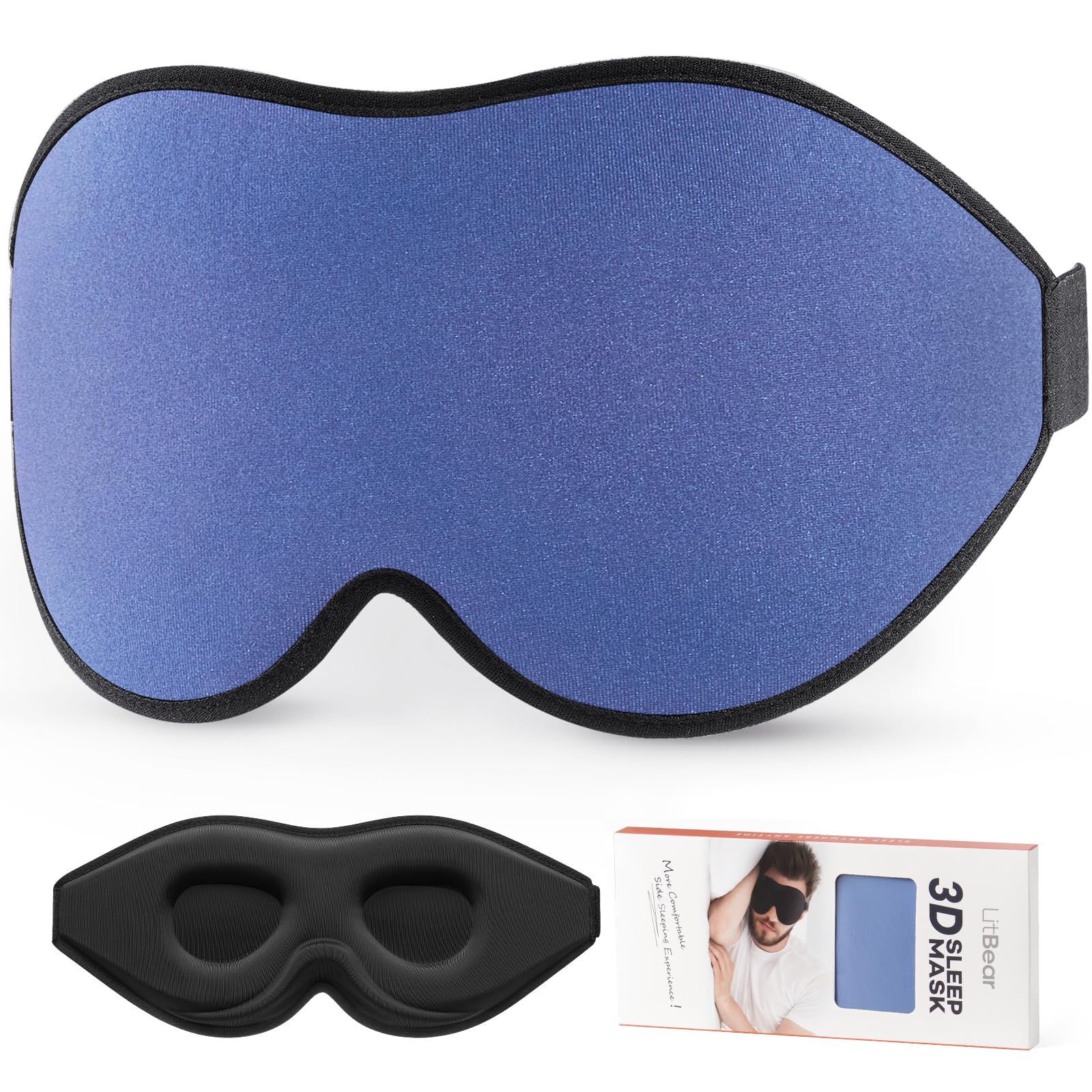 Photo 1 of LitBear Sleep Masks, Light Blocking Eye Mask Sleeping for Women Men Side Sleeper, Soft 3D Comfortable Sleeping Mask with Adjustable Elastic Strap for Travel