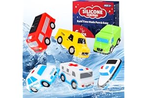 Silicone Bath Toys for Toddlers, Christmas Birthday Gifts for Kids Ages 1+ 6 Pack No Holes Bath Toys, Design Keeps Moisture O