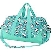 Choco Mocha Duffle Bag Kids Girls - Panda Overnight Bags for Kid with Shoes Compartment, Cute Weekender Bag for Sleepover Travel, Green