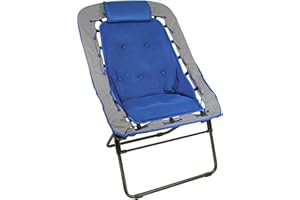 Zenithen Foldable Rectangular Air Mesh Indoor Outdoor Bungee Chair, Perfect for Dorm Rooms, Movie Nights, Bedrooms, Reading, Gaming, Journaling, Relaxing, Blue/Grey (Pack of 1)
