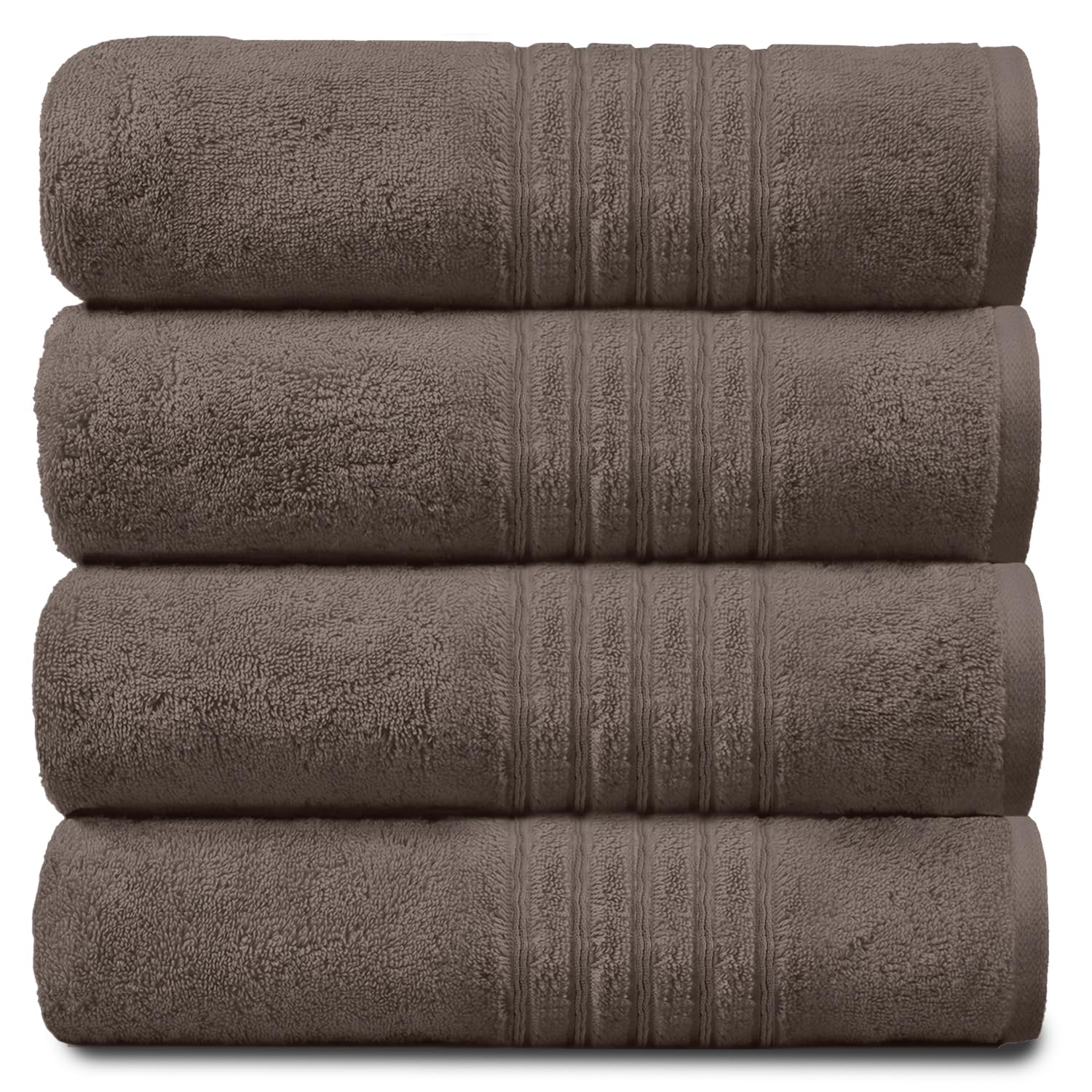 GC GAVENO CAVAILIA Luxury Pack Of 4 Bath Sheets, 100% Egyptian Cotton Towels, 450 GSM Quick Dry Towel, Walnut, 80X140