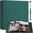 potricher Small 8x10 Photo Album 160 Pockets Linen Cover Large Capacity Picture Book for Family Wedding Anniversary and Baby (Dark Green)