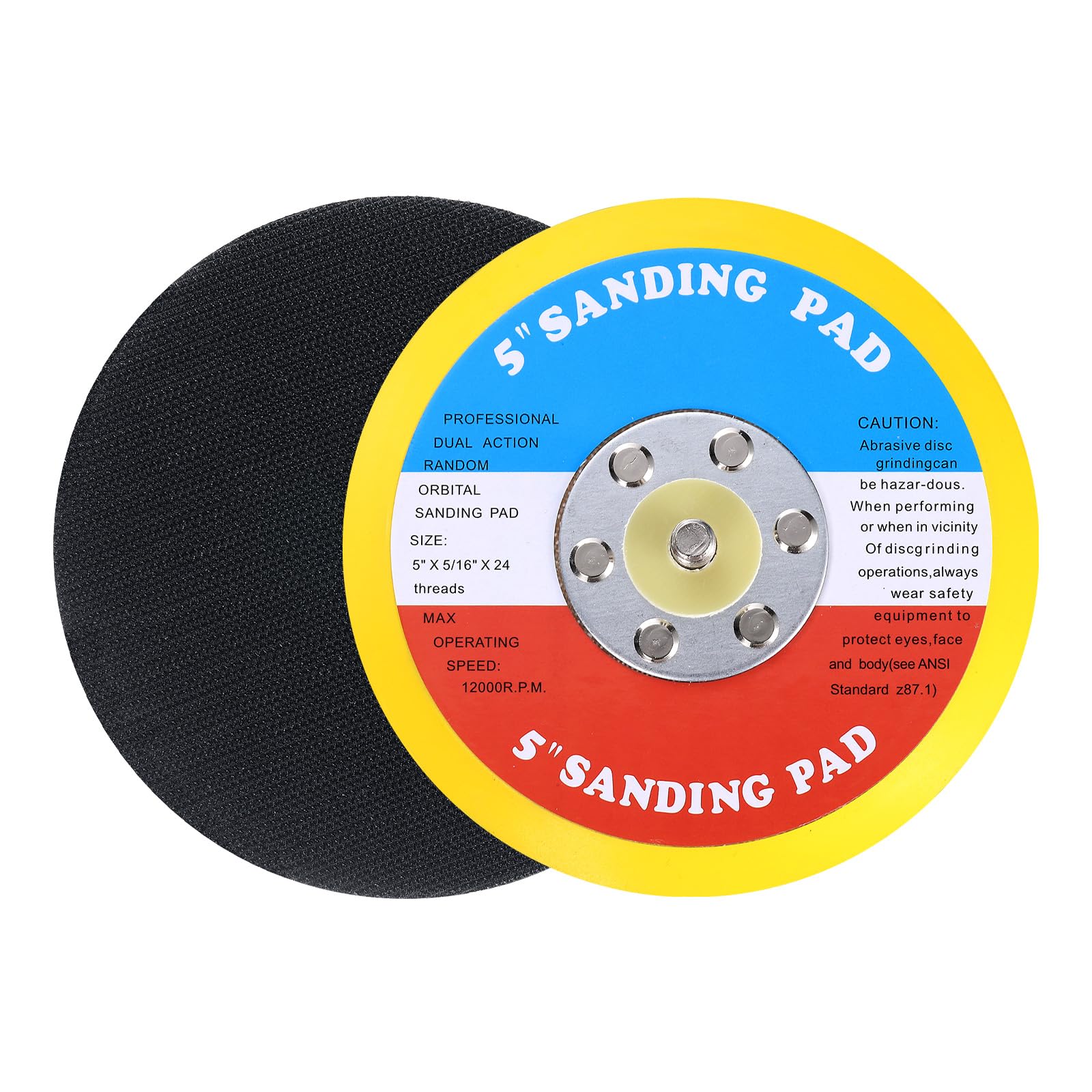 Sourcingmap 2pcs 5 Inch Hook and Loop Backing Sanding Pads with 5/16"-24 Thread for Diamond Sanding Finishing Polishing Buffing Pads, Orange