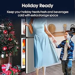 Anypro 3.2 Cu.Ft Double Door Fridge with Freezer, 2