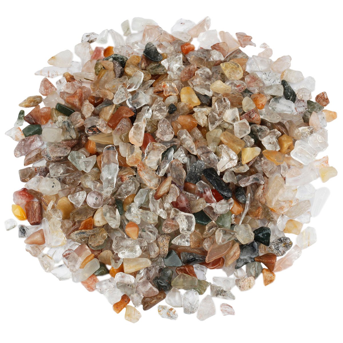 Shanxing 1lb/460g Natural Mixed Crystals Stones Tumbled Chips Stones Bulk, Reiki Healing Crystals Crushed Stone Pieces Small Decorative Stones for Garden Vase Fish Tank Plant Pot Crafts Home Decor