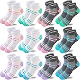 Bemeol Ankle Socks Girls 12 Pairs Girls Socks Kids Low Cut Ankle Athletic Cotton Sports Sock