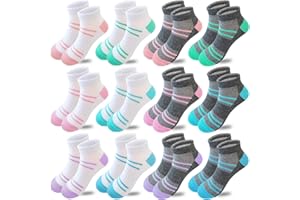 Bemeol Ankle Socks Girls 12 Pairs Girls Socks Kids Low Cut Ankle Athletic Cotton Sports Sock