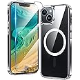 FNTCASE for iPhone 13 Phone Case: Clear Phone Case Magnetic Military Grade Drop Protection Anti Yellowing Cell Phone Cover - Rugged Shockproof Protective Bumper(Clear)