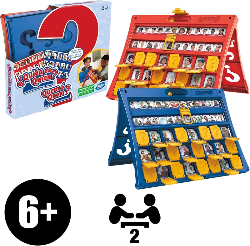 Quem é quem? - o clássico jogo de adivinhação do personagem - jogo de tabuleiro para meninos e meninas a partir dos 6 anos - para 2 jogadores (versão em espanhol e português)