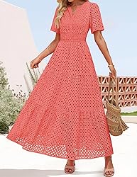 ZESICA Women's 2025 Summer Short Sleeve Maxi Dress