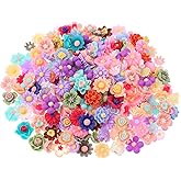 Mini Resin Flower Charms, 300PCS Flatback Resin Flowers Charms Mixed Colors Flower Beads Decoration Embellishment Tiny Flowers for DIY Craft Scrapbooking Decor