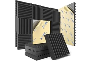 NEPIS 36 Pack Sound Proof Foam Panels for Wall with Self Adhesive, 2" X 12" X 12" Quick-Recovery Acoustic Panels Sound Absorbing High Density, Wedges Soundproof Wall Panels for Gaming & Studio Decor - Black