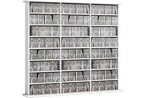 HOMCOM Media Storage Cabinet, 8-Tier DVD Shelf with 18 Adjustable Shelves, 24 Compartments, Holds 1032 CDs, 594 DVDs or Blu-R
