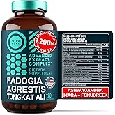 Fadogia Agrestis and Tongkat Ali Supplement - 600mg Fadogia Agrestis for Men, 500mg Longjack Tongkat Ali, Ashwagandha Maca Fenugreek Complex - Muscle Strength, Energy, Mood Support - 120 Capsules