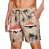 Gleeease Mens Bathing Suit 7 Inch Inseam with Mesh Liner Mens Swim Trunks | Men's Swim Trunks Quick Dry No-Chafe 4-Way Stretch Drawstring Elastic Waistband Pockets Beach Swimming Pool Surf Fishing