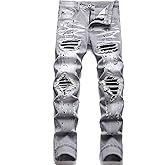 Liuhond Men's Slim Fashion Ripped Straight Holes Stretchy Jeans