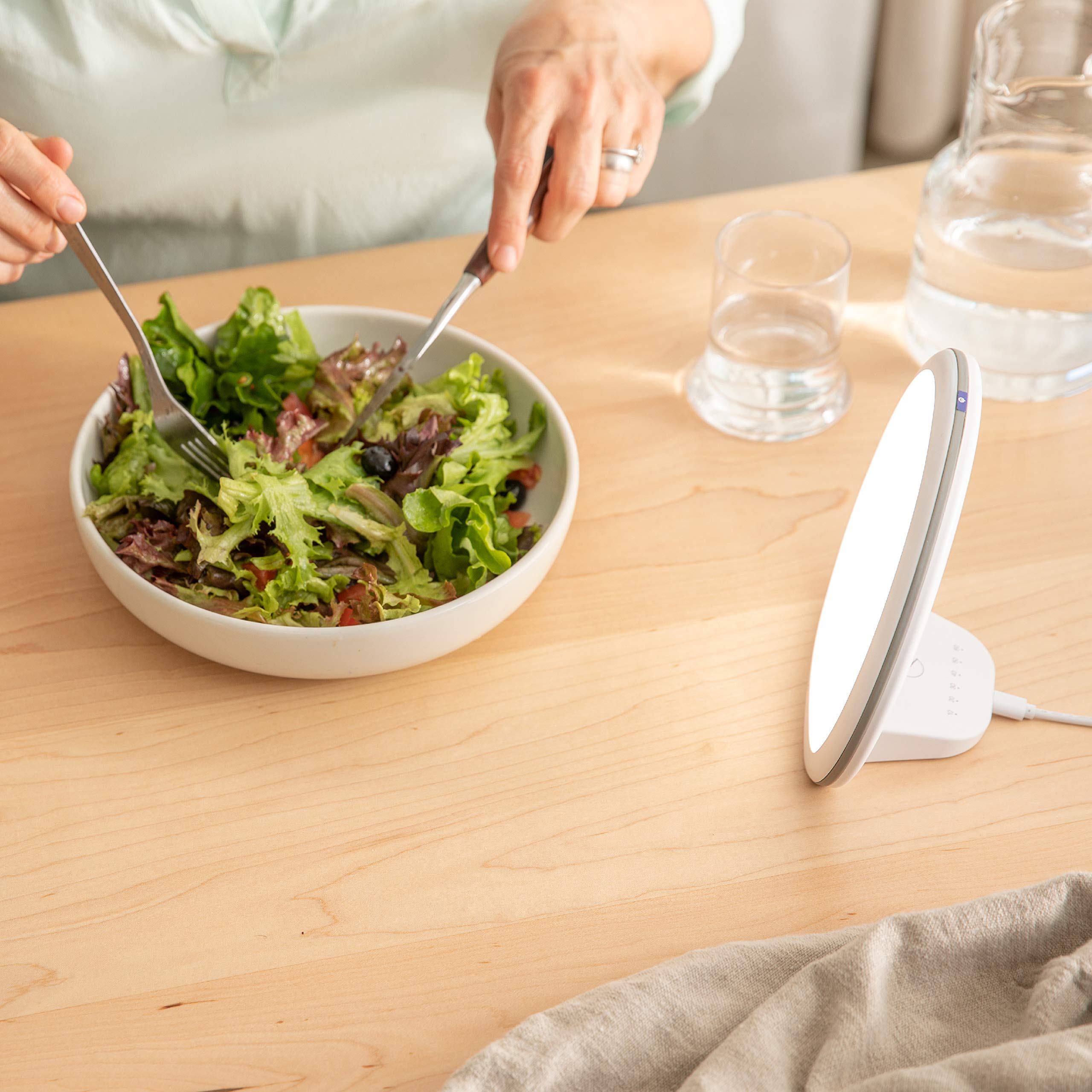 Verilux HappyLight Alba - New Round UV-Free LED Therapy Lamp, Bright White Light with 10,000 Lux, Adjustable Brightness, Color, and Countdown Timer