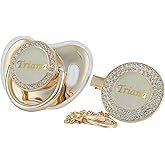 MIYOCAR Custom Any Name Can Make Personalized Bling Pacifier and Pacifier Clip Set (Gold)