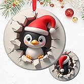 Penguin Ornament 2D – Penguin Christmas Ornaments, Penguin Ornaments for Christmas Tree, Funny Penguins Decorations for Tree, Cute, Animal Gifts for Women, Men, Couple, Wife, Husband, Animal Ornament