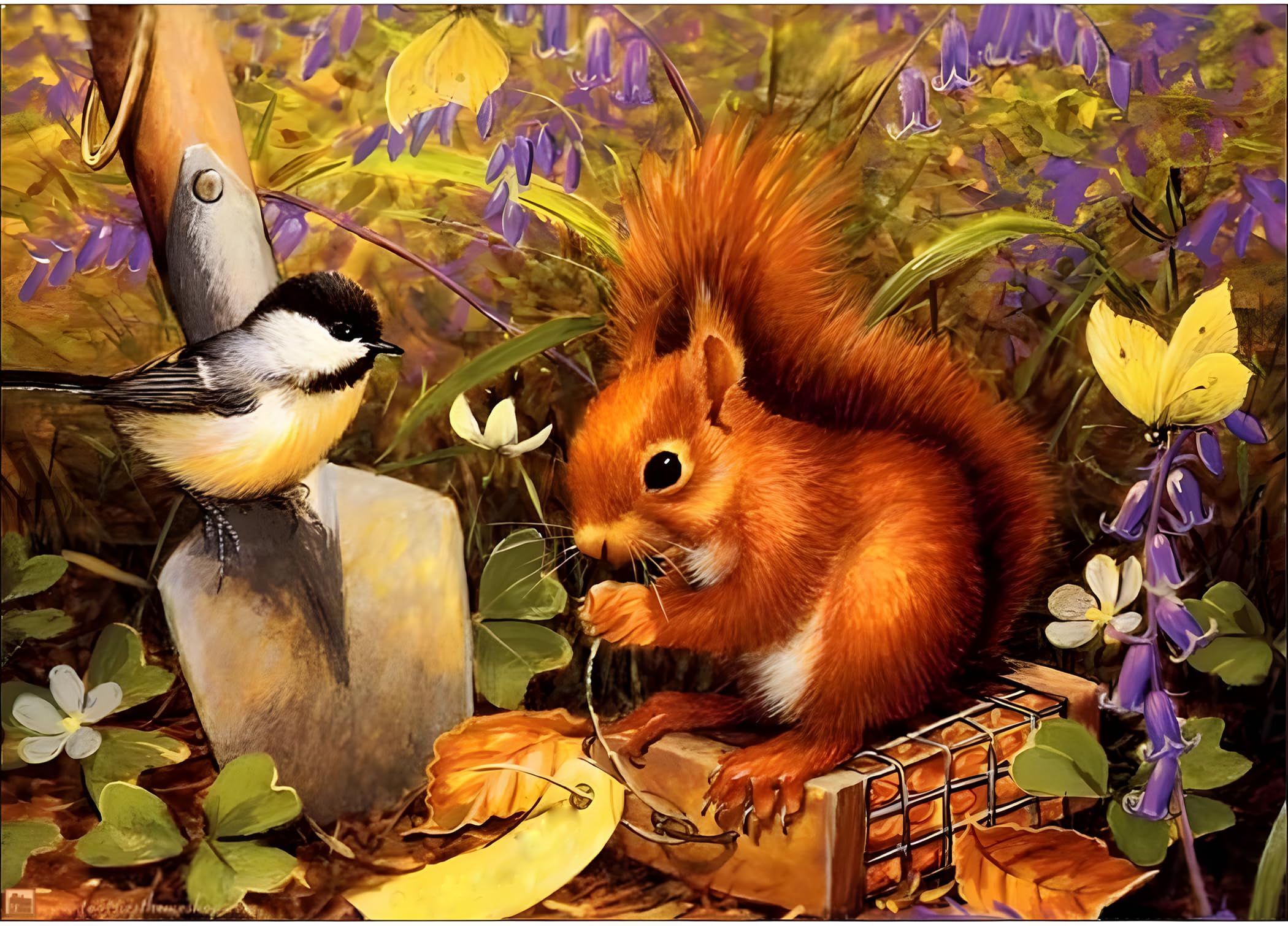 MXJSUA 5D Diamond Painting by Number Kits Full Diamond Painting Kits for Adults, 5D Diamond Arts Kits Adults DIY Full Round Drill Diamond Painting Picture Art for Home Decor Squirrel and Bird 30x40 cm