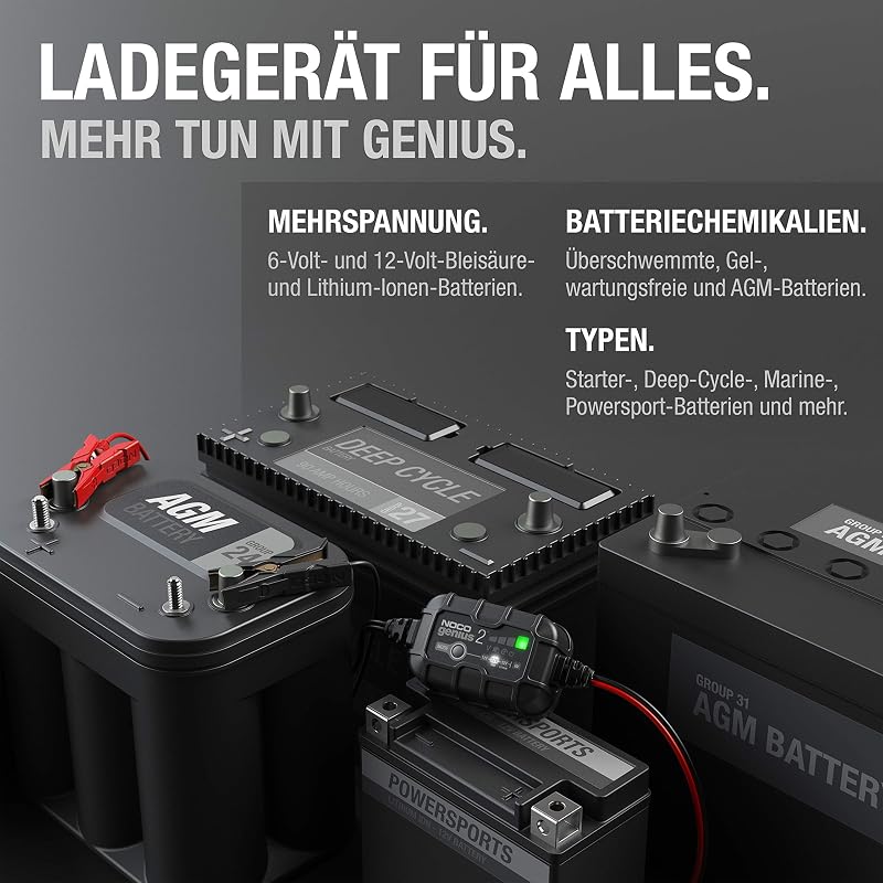 GENIUS2 2A 6V/12V Autobatterie-Ladegerät & Erhaltungsladegerät