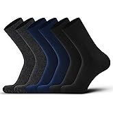 DarkCom Men's Dress Socks, Black, 6 Pairs Classic Cotton Polyester Socks, Reinforced, Cozy