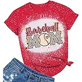 AMWIPE Baseball Shirt Women Baseball Mom Shirts Funny Mama Baseball Splatter Graphic Tshirt Team Game Day Gift Tee Tops