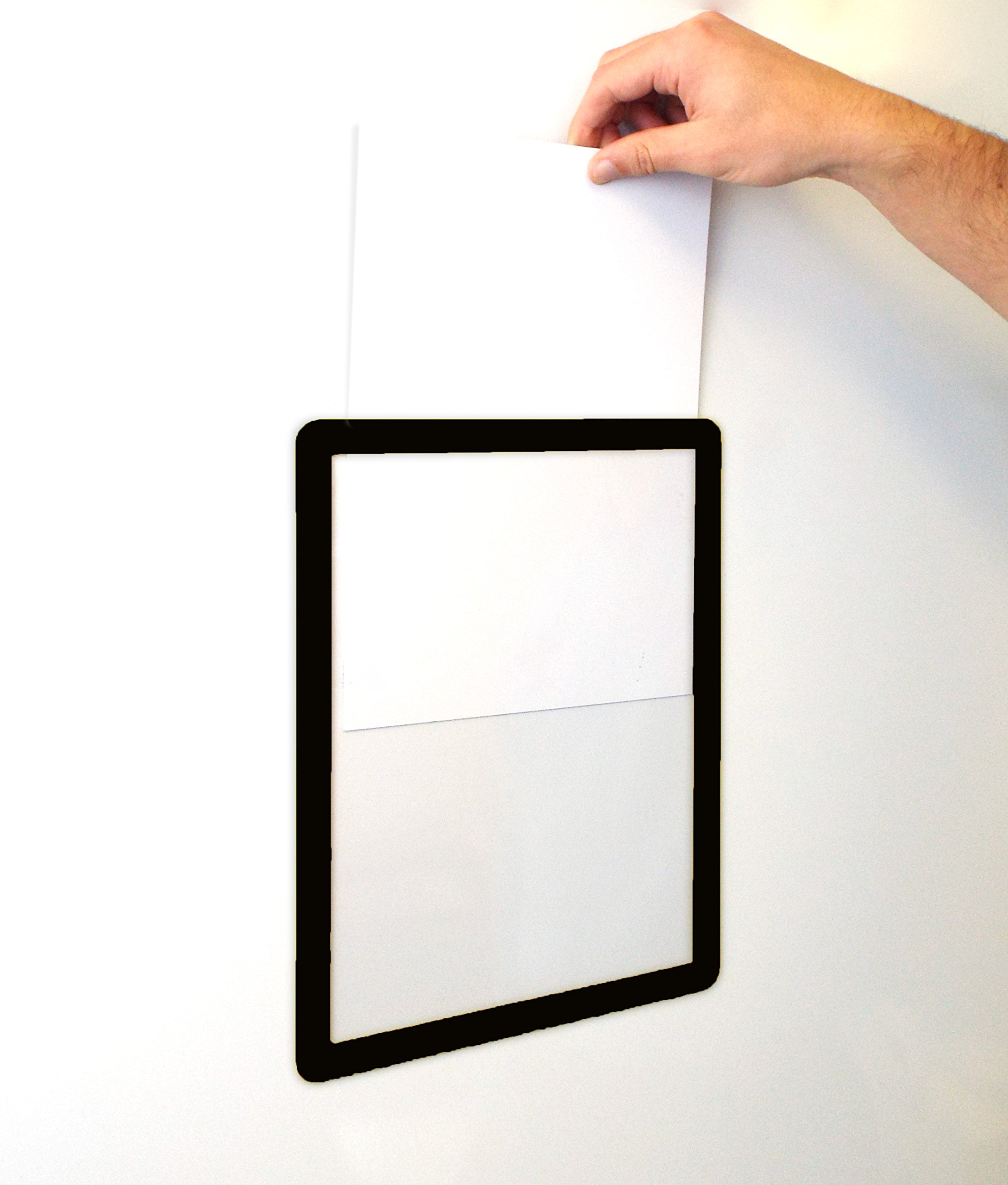 A4 Magnetic Frame Document Holder, Ideal For Flat Steel Surfaces, Easy Insertion & Removal Of Documents, Black, Pack of 10