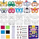 DIY 20 PCS Animal Paper Mask Kit with Gem and Felt, Art Craft Painting Kit for Kids Party Favors Gift Toys for Boys Girls