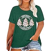 QAUN Christmas Shirts for Women: Plus Size Christmas Tree Shirt Holiday T Shirt Xmas Gift Tops