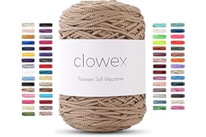 Clowex Polyester Soft Macrame Cord 2.5-3mm, 191 Yards x 1/9 inc Turkish Polyester Rope, Braided Macrame Yarn for DIY Crafts, Plant Hanger, Wall Hanging, Macrame Bag
