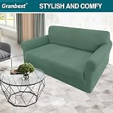 Granbest High Stretch 2 Seater Sofa Cover Jacquard Non Slip Matcha Green view 2