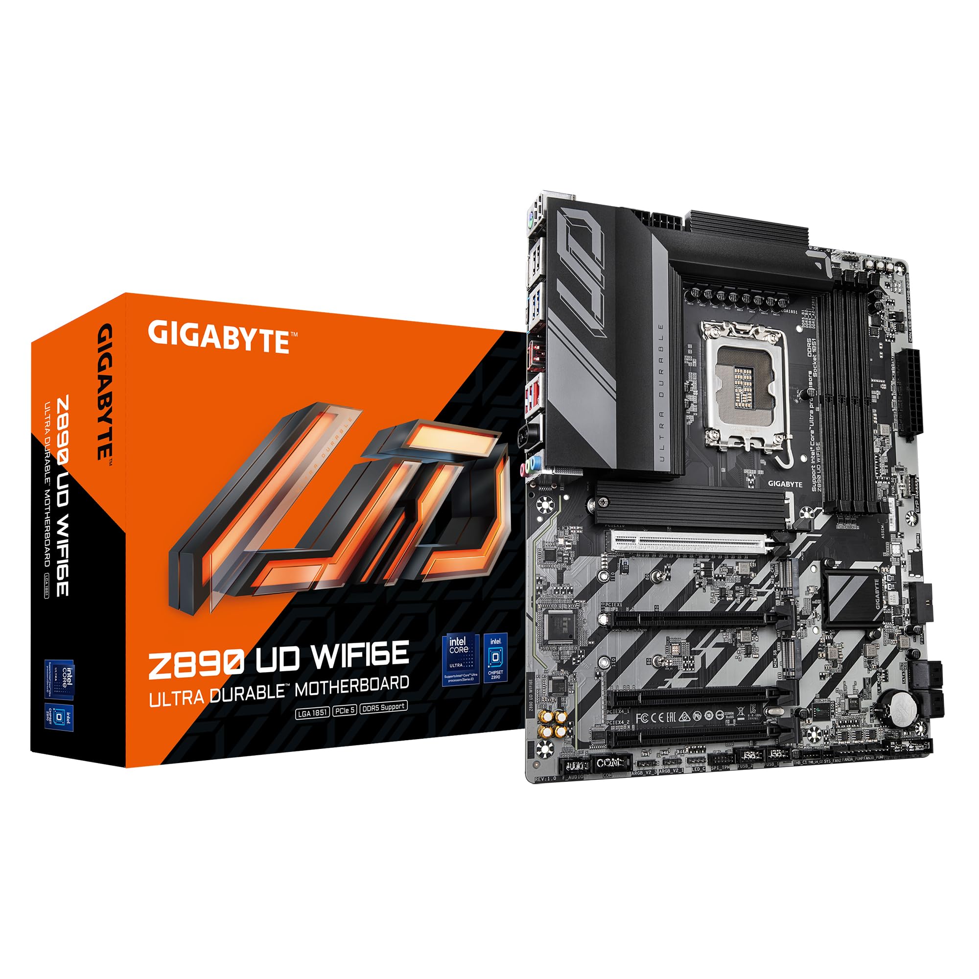 Gigabyte Z890 Ud Wifi6E Motherboard Showing Vrm Heatsinks And Power Delivery Components