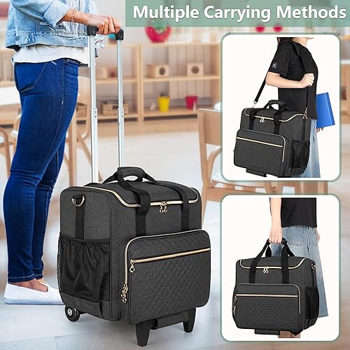 LUXJA Rolling Teacher Bag with Laptop Compartment and Detachable