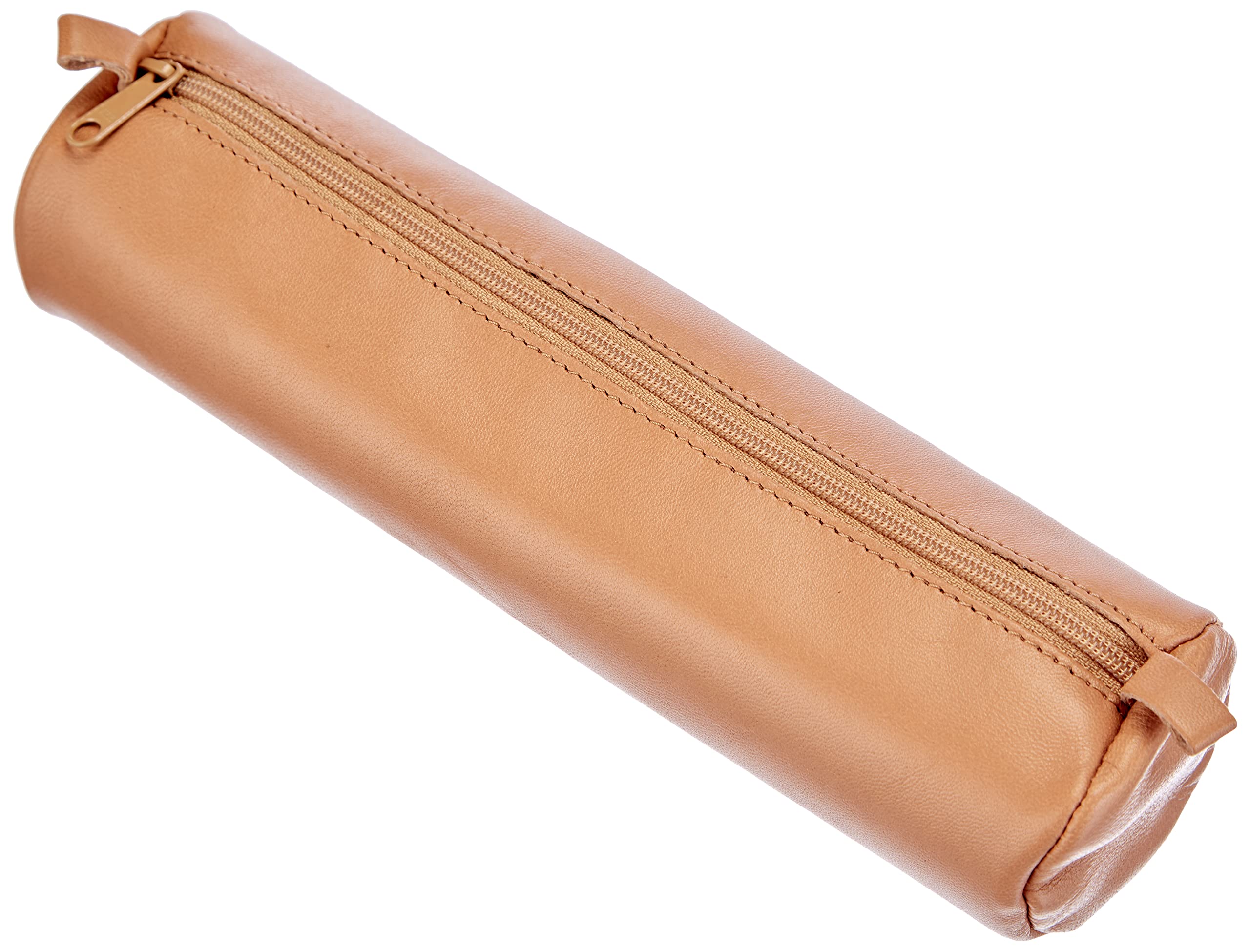 Clairefontaine 8298C - Round School Pencil Case Natural Colour Ø5,5x22 cm in Genuine Lambskin Leather - School Supplies - Coloured Pencil Case - Pencil Tray — image 1