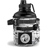 Combat Canteen - 64oz Insulated Water Bottle with Paracord Handle, Stainless Steel Water Jug with Rugged Pockets for Keys, Wallet & Phone - White Digital