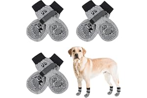 SCENEREAL Double Side Anti-Slip Dog Socks for Hardwood Floors to Stop Licking Paws, Non-Slip Dog Shoes for Hot/Cold Pavement, Slipping, Paw Protectors with Grippers