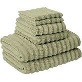 Luxury Spa Collection | 6-Piece Ultra Soft Quick-Dry 550GSM 100% Combed Cotton Wavy Towel Set by Amrapur Overseas [Sage]