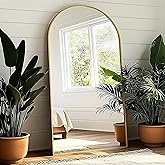KOMCOTE Arched Floor Mirror - Full Length 76"x34", Oversized Wall Mirror for Bedroom & Living Room, Large Gold Standing Mirror, Durable Framed Floor-Length Mirror