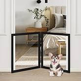 LZRS Clear Dog Gate for Indoor Use - Transparent Pet Fence with Solid Hardwood and Plastic Board, Stylish &amp; Durable freestanding Pet Gate for Doorways, Stairs and Hallways-2 Panel Black