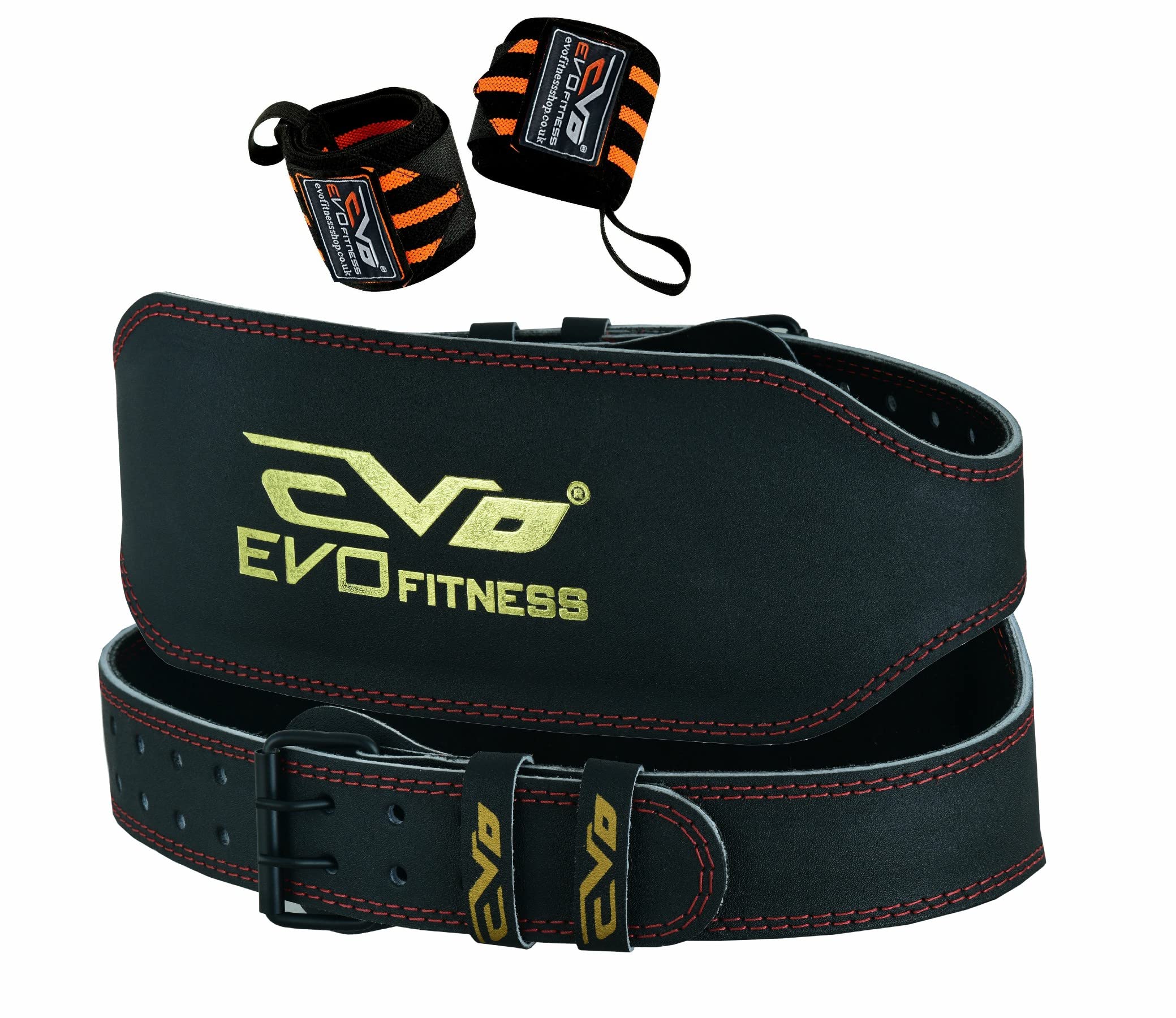 EVO Fitness 6" Pure Leather Weight Lifting Gym belts Back Support Wraps (Small)