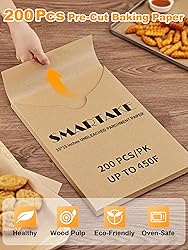 SMARTAKE 200 Pcs Unbleached Parchment Paper Baking