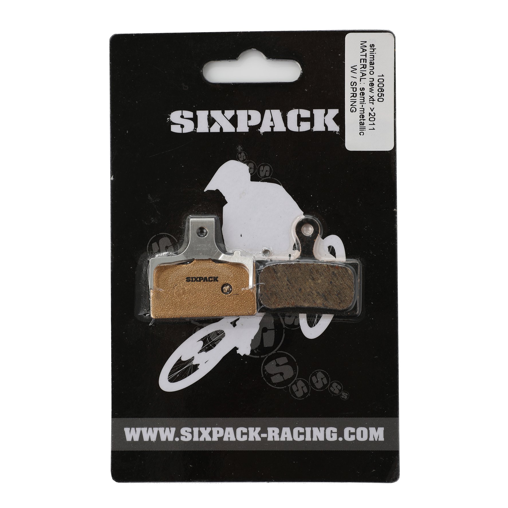 Sixpack Semi Metallic Shimano XTR, XT, SLX > 2011 Brake Pads, Black, One Size