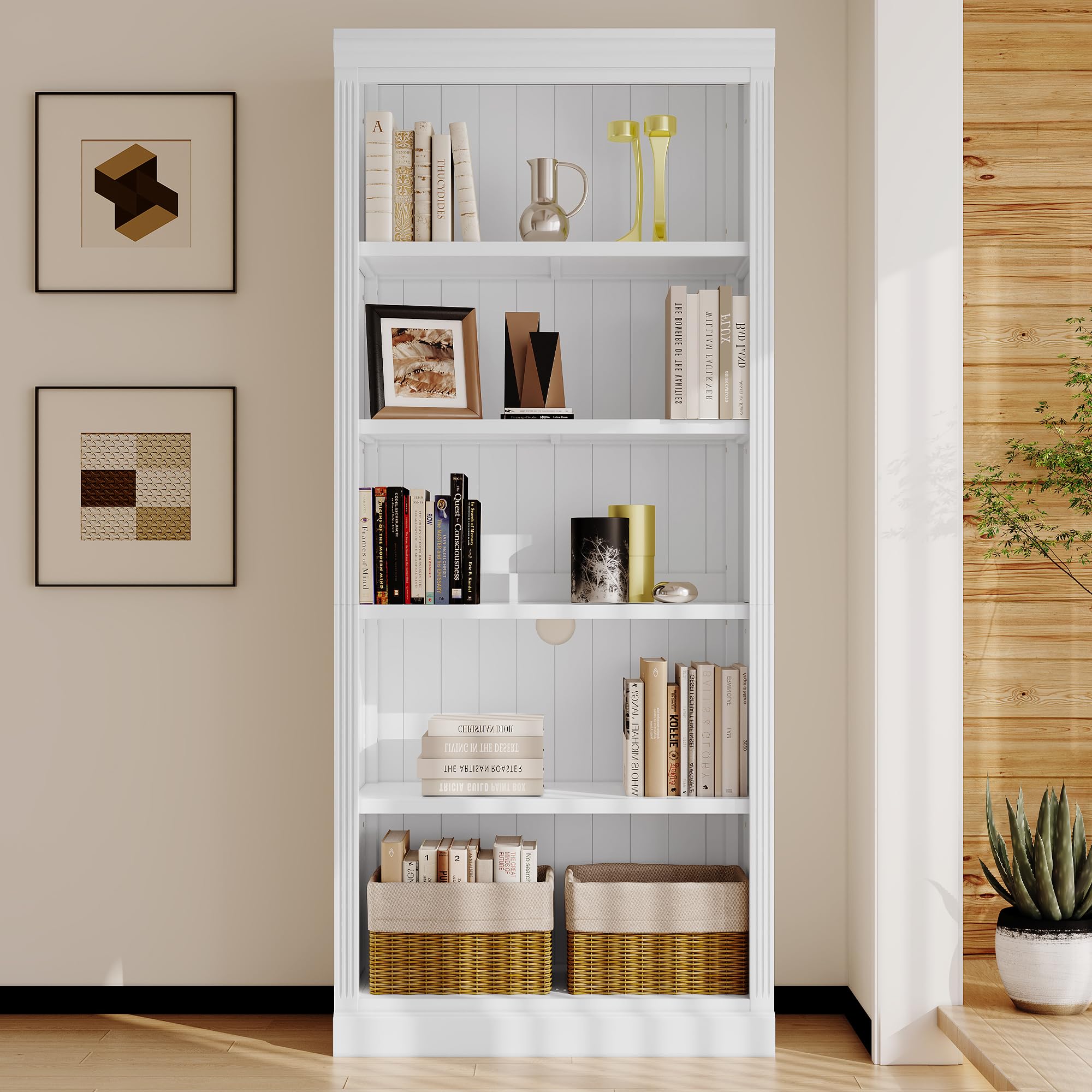 Photo 1 of Merax 83" Tall Wood 5-Tier Bookshelf Bookcase with Adjustable Storage Shelves,Free Standing for Home Office?Living Room