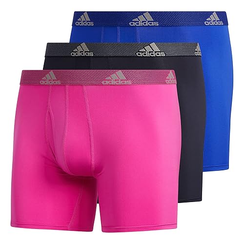 adidas Men's Microfiber Boxer Briefs Underwear Multipack – Athletic, Moisture Wicking, Stretch Fit & Tagless, Lucid Fuchsia Pink/Legend Ink Blue/Lucid Blue/P, XX-Large