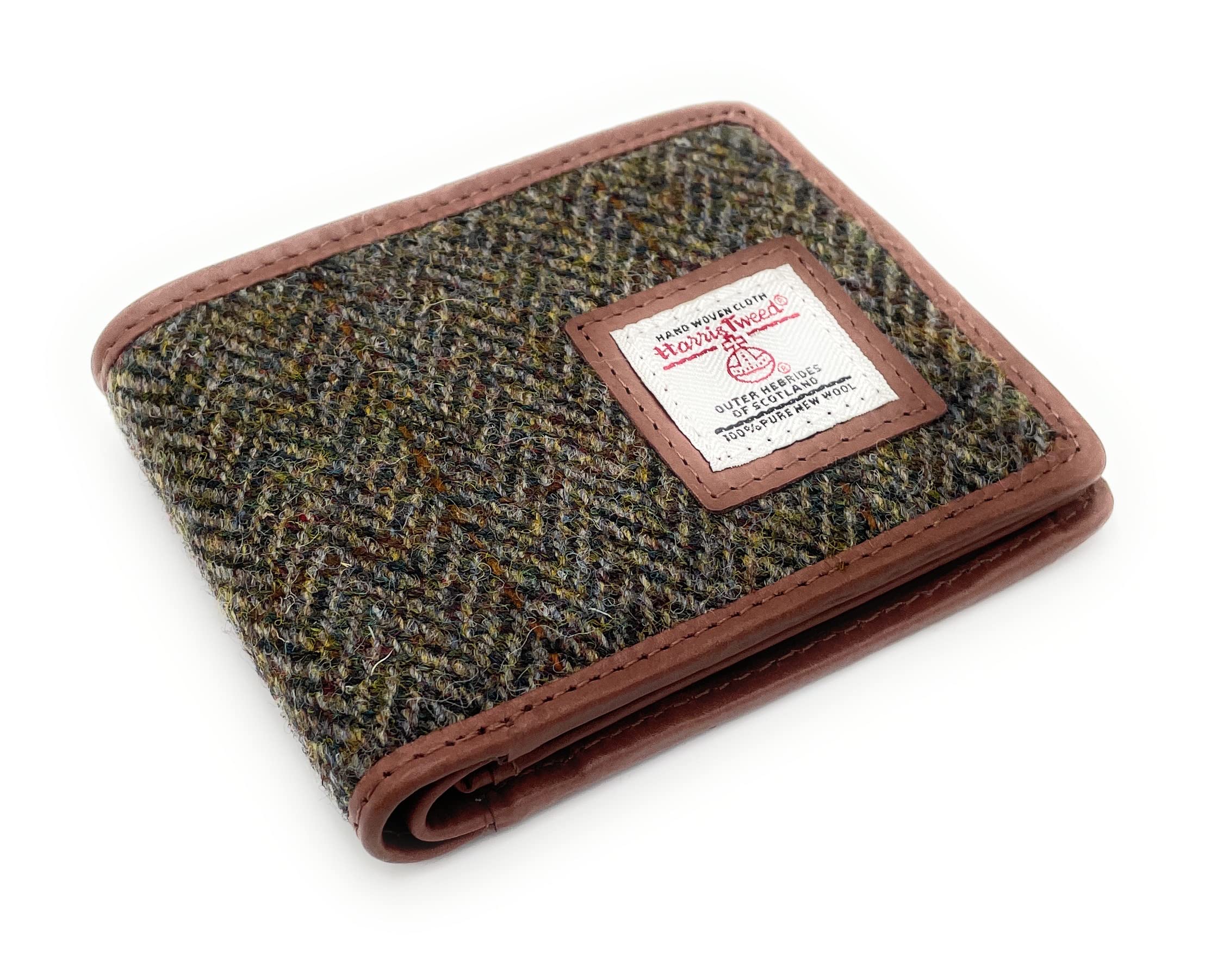 Tartan Tweeds Mens Harris Tweed Trifold Wallet Purse (Brown)