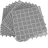 12 Pack 12" x 12" Non-Slip Drainage Mats, Soft PVC Splicing Modular Cushion Mat, Rubber Floor Interlocking Mat for Pool Shower Bath Kitchen Cushion Tiles Bathtub Mats - Waterproof (Gray)