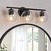 classy leaves Bathroom Light Fixtures, 3 Light Black Vanity Lights Modern Farmhouse Bathroom Vanity Lighting with Globe Glass